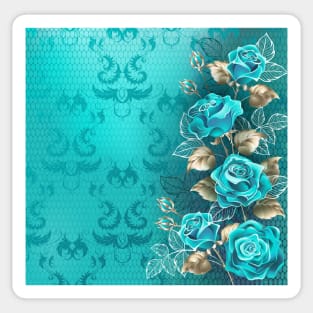 Composition with Turquoise Roses Sticker